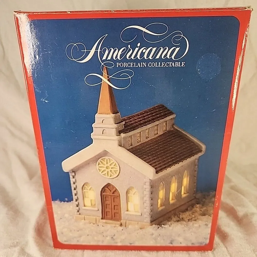 House Americana Porcelain Collectible Church 1991 Lighted Vintage NEW Retired